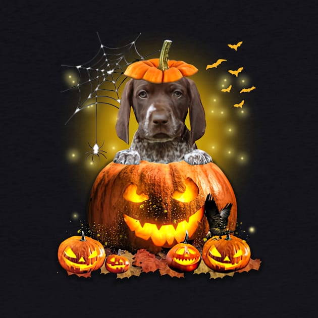 German Shorthaired Pointer Spooky Halloween Pumpkin Dog Head by Los Draws